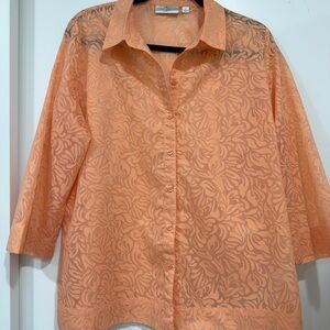 Studio Works Floral Orange Button-Down Shirt